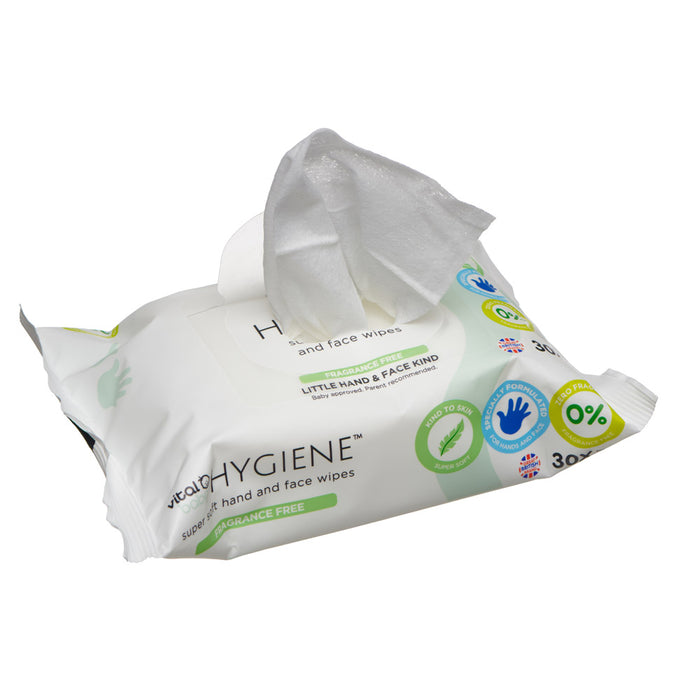 HYGIENE biodegradable super soft hand & face wipes fragrance free